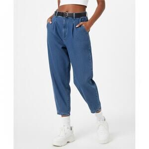 Vibrant MIU Baggy Jeans Juniors 15 Medium Wash Cropped Pleated Tapered 90s Retro